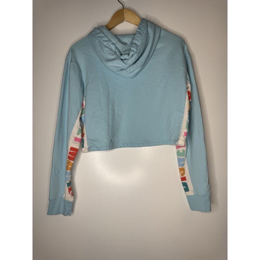 Disney Womens Magic Cropped Hoodie Sweater Small Light Blue Sweatshirt Logo - Picture 5 of 7
